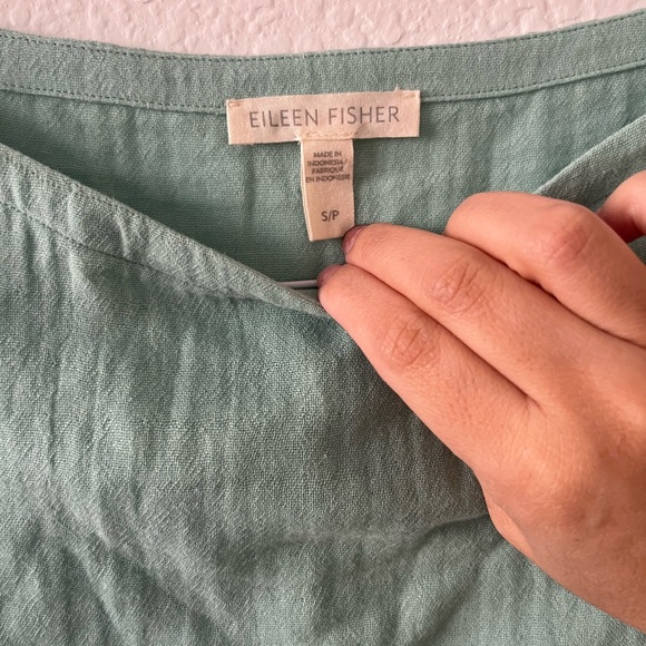 NEW Eileen Fisher  Gauze Mint Green Lagenlook Organic Cotton‎ Boxy Blouse Small - Picture 3 of 4